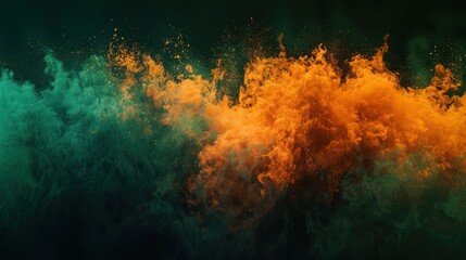 Poster - Abstract Art With Orange And Green Smoke