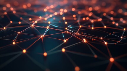 Abstract network connections with glowing nodes on a dark background