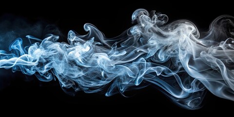 Abstract swirling smoke on black background, design, artistic, smoke, flowing, mysterious