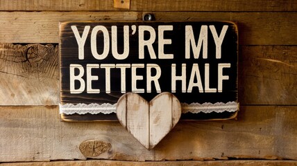 Canvas Print - Rustic Wooden Sign Decor with 'You're My Better Half' Quote