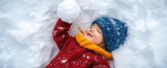 The Child Enjoying Winter Fun