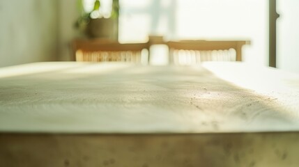 Aufkleber - Minimalist Soft Beige Concrete Table in Modern Indoor Setting with Serene Ambient Lighting