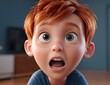 © ElseThen - A surprised young boy with red hair and wide eyes expressing shock, fear. disbelief