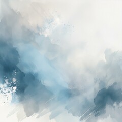 Wall Mural - subtle abstract watercolor artwork with light blue and gray hues, creating a serene and calming effe