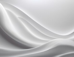 Wall Mural - Modern abstract design featuring smooth white waves and flowing curves, creating a minimalist and dynamic texture for contemporary backgrounds.