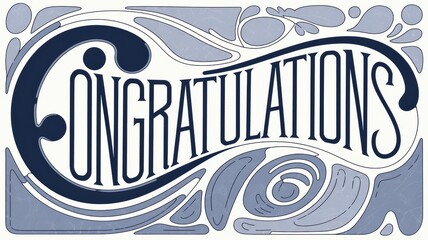 Wall Mural - Elegant Hand-Illustrated Card with 'Congratulations' Design