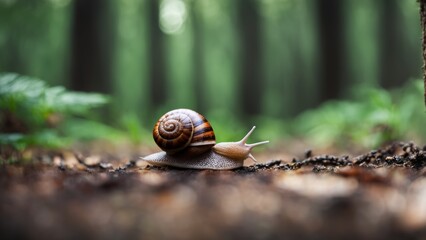 Wall Mural - snail on a tree