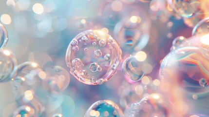 Aufkleber - Holographic shapes appearing to float and interact in a surreal, dream-like manner with a soft focus effect. Close-up photo with clean background