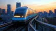 © Drew - Modern Train at Sunset in Urban Environment