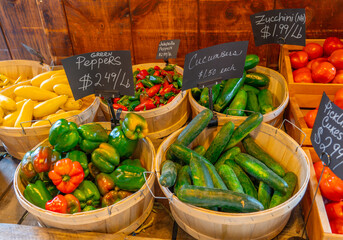 Wall Mural - fresh vegetable in container at farmer’s market