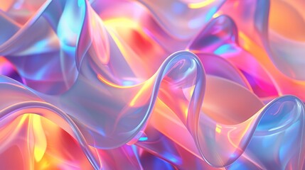 Aufkleber - Softly glowing holographic shapes layered in a complex, ethereal design with a subtle gradient of colors. Close-up photo with clean background