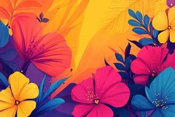 Wall Mural - Colorful Floral Arrangement with Orange and Purple Background