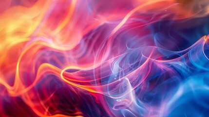 Poster - Vivid and flowing light patterns burst with energy and color, producing a vibrant, abstract scene with a sense of depth and movement. Close-up photo with clean background