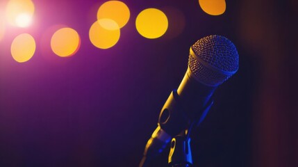 Wall Mural - Microphone Under Stage Lights