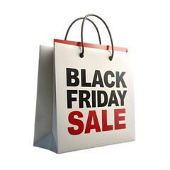 black friday sale text on shoping bag isolated on transparent background