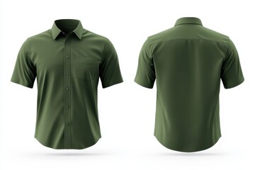 Canvas Print - Green Short Sleeve Button Up Shirt Mockup Front and Back