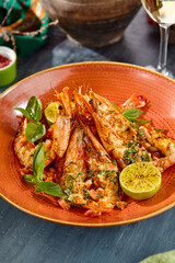 Sticker - Grilled Lime Shrimp Dish in Terra-Cotta Plate