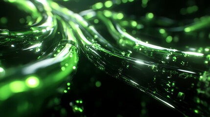 Wall Mural - 3d animation of green pipes with futuristic elements and lighting