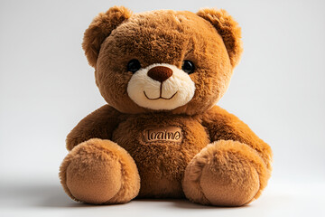 Poster - a brown teddy bear sitting on a white surface

