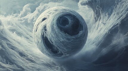 Wall Mural - 3d animation of an abstract sphere surrounded by swirls of light and shadow