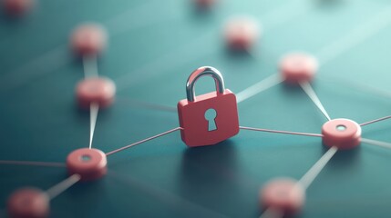 Wall Mural - a network of interconnected devices with a padlock symbol on each, showcasing the need to secure eve