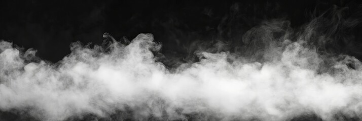 Wall Mural - Smoke black ground fog cloud floor mist background steam dust dark white horror overlay. Ground smoke haze night black water atmosphere 3d magic spooky smog texture isolated transparent effect circle	