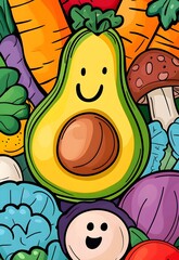 Sticker - Smiling Avocado Illustration