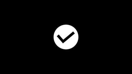 Check mark symbol isolated on black background, tick icon or correct check mark, ok mark and approved sign.