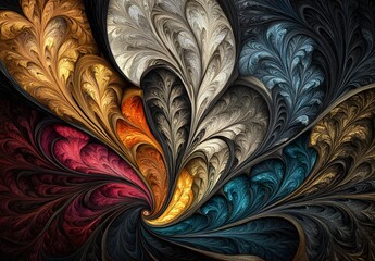 Wall Mural - Abstract Fractal Pattern With Swirling Colors