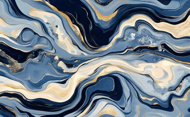 Poster - Abstract Blue and Gold Swirls