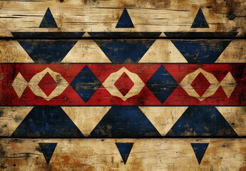 Wall Mural - Geometric Pattern on Wooden Wall