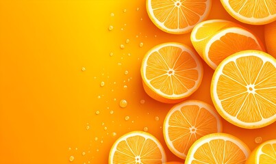 Canvas Print - Orange Slices on Yellow Background