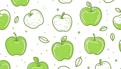 Sticker - Green Apple Seamless Pattern