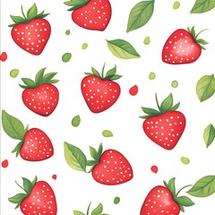 Wall Mural - Watercolor Strawberry Seamless Pattern