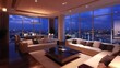 © xxom.o - Luxury High-Rise Apartment Living Room with City Night View and Modern Decor