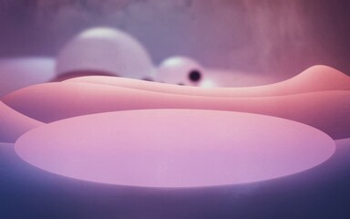 Wall Mural - Abstract pink landscape. Abstract image of a pink landscape with soft curves and a purple hue, symbolizing tranquility and calmness.