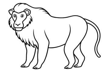 Sticker - baboon line art on white background