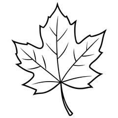 Poster - flying autumn maple leave line art 