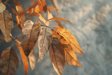 Wall Mural - A detailed view of a plant with wilted brown leaves, suitable for use in environmental or nature-based designs