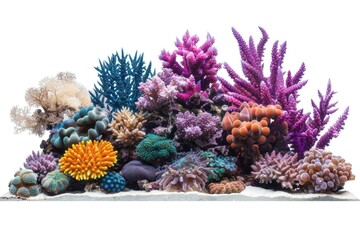 Canvas Print - Close-up of various coral species on a clean white background, perfect for design and marketing projects