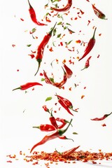 Sticker - A group of red chili peppers suspended in mid-air, creating a dynamic and playful scene