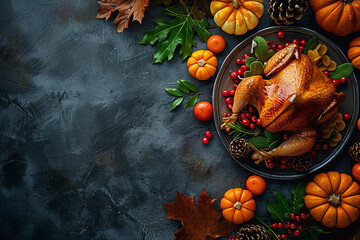Wall Mural - thanksgiving background with pumpkin and fall ingredients