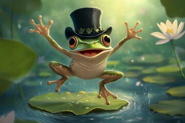 Canvas Print - frog in a pond