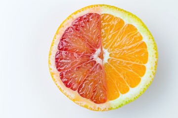 Canvas Print - Freshly cut orange half on a white surface, perfect for still life photography or food styling