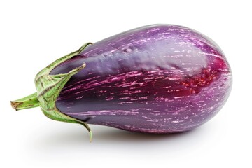 Canvas Print - A single purple eggplant placed on a clean white surface