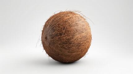 Canvas Print - A single coconut resting on a pure white surface, ideal for use in minimalist decor and design projects