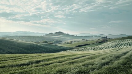 Sticker - Field of green grass with hills in the background