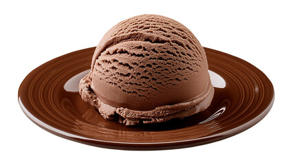 Delicious chocolate ice cream scoop served on a brown plate, perfect for dessert lovers and sweet treats.