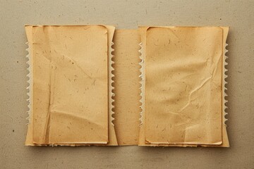 Two pieces of brown paper on a table, great for office or creative space backgrounds