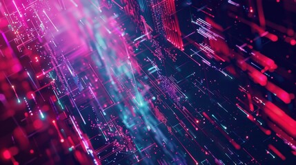 Wall Mural - abstract technology data stream visualization in vivid colors